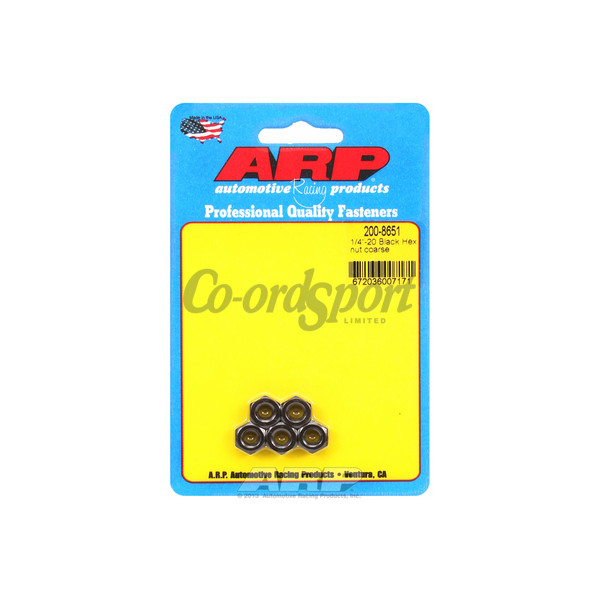ARP 1/4-28 black coarse hex nut kit image
