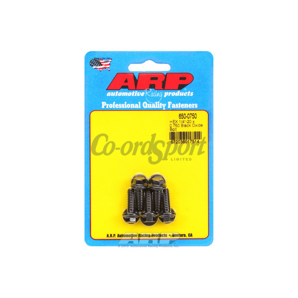 ARP 1/4-20 x 0.750 hex black oxide bolts image