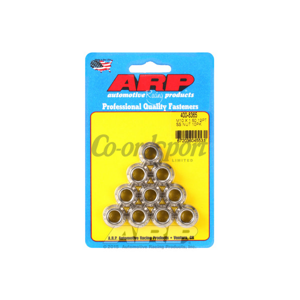ARP M10 X 1.50 M12 wr SS 12pt nut kit image