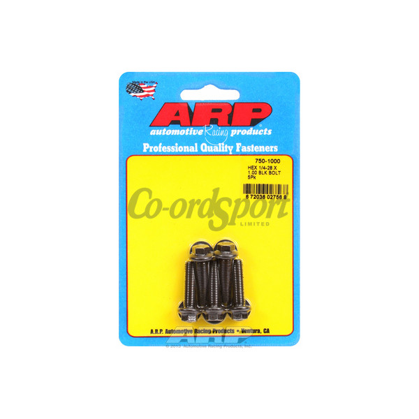 ARP 1/4-28 x 1.000 hex black oxide bolts image