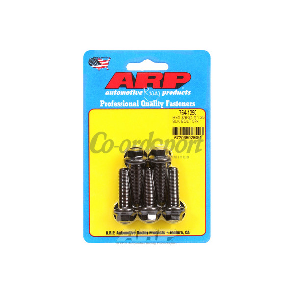 ARP 3/8-24 x 1.250 hex 7/16 wrenching black oxide bolts image