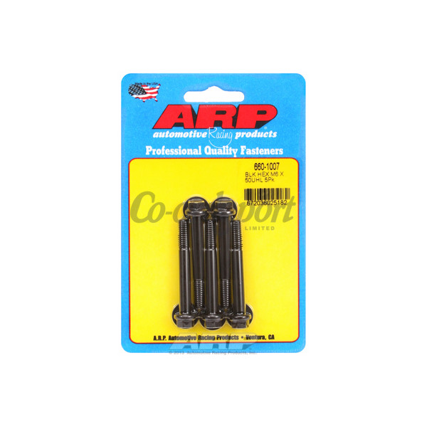 ARP M6 x 1.00 x 50 hex black oxide bolts image