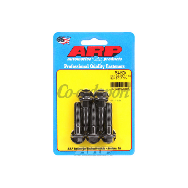 ARP 3/8-24 x 1.500 hex 7/16 wrenching black oxide bolts image