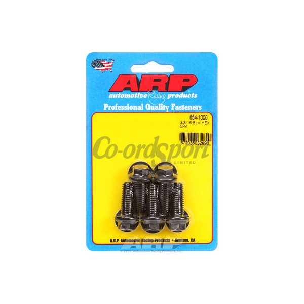 ARP 3/8-16 x 1.000 hex 7/16 wrenching black oxide bolts image