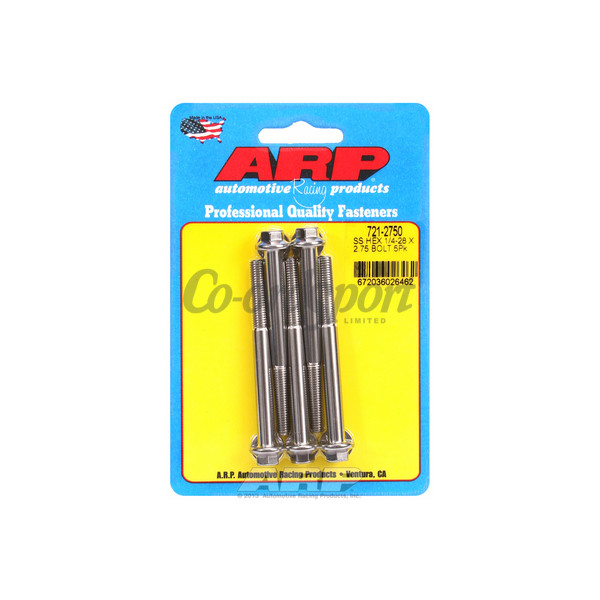 ARP 1/4-28 x 2.750 hex SS bolts image