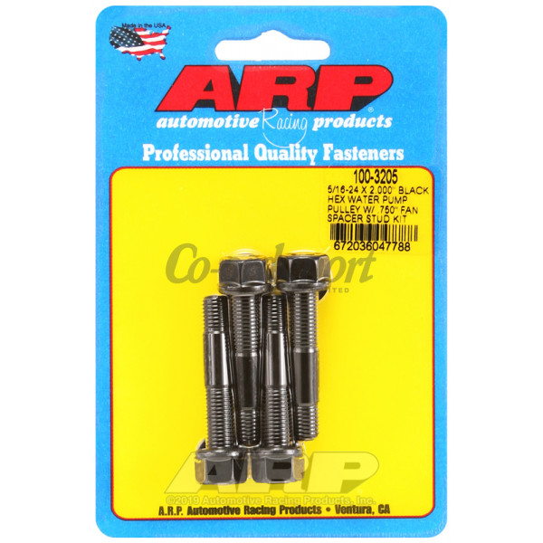 ARP 5/16-24 X 2.000 black hex water pump pulley w/ .750 fan image