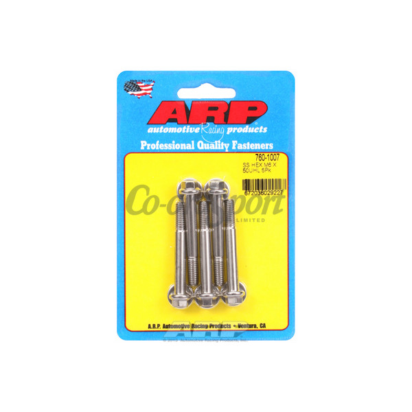 ARP M6 x 1.00 x 50 hex SS bolts image