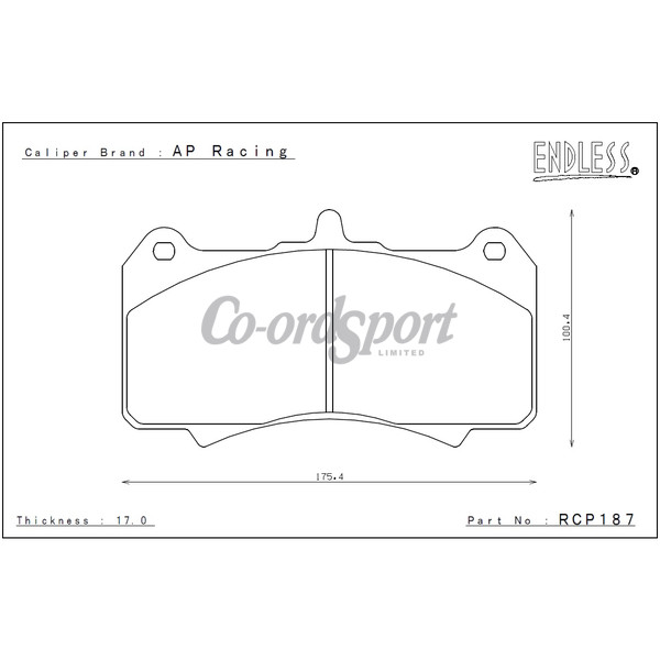 Endless Brake Pads ME20 Compound AP Racing Caliper CP9562 image