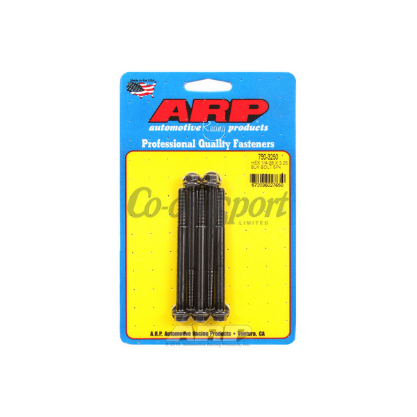 ARP 1/4-28 x 3.250 hex black oxide bolts image