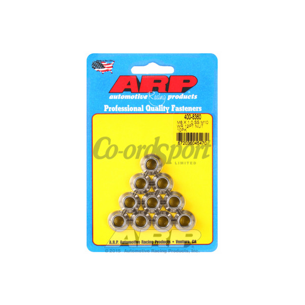 ARP M8 X 1.00 M10 wr SS 12pt nut kit image