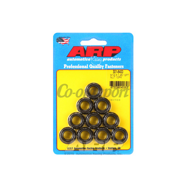 ARP M12 X 1.25 5/8 wr 12pt 10pc nut kit image