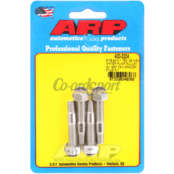 ARP 5/16-24 X 1.750 SS hex water pump pulley w/ .500 fan sp image