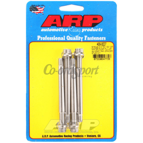 ARP 5/16-24 X 3.750 SS 12pt water pump pulley w/ 2.500 fan image