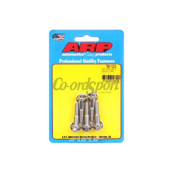 ARP M6 x 1.00 x 30 hex SS bolts image