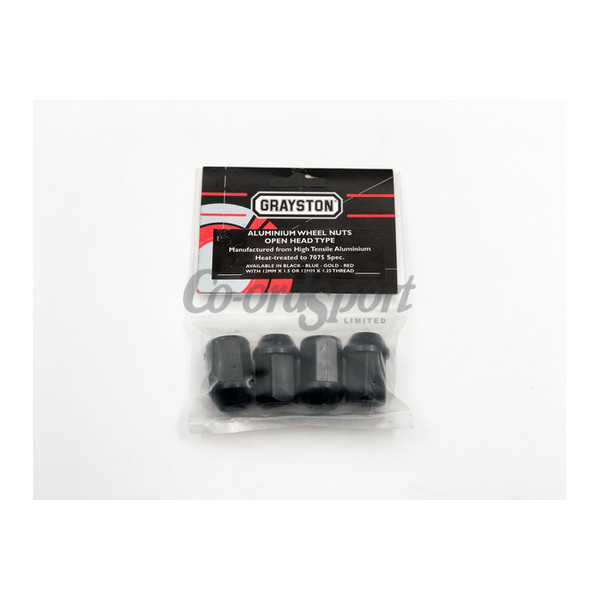 Grayston 12Mm 1.5 Black  Aluminium Nut-Open image