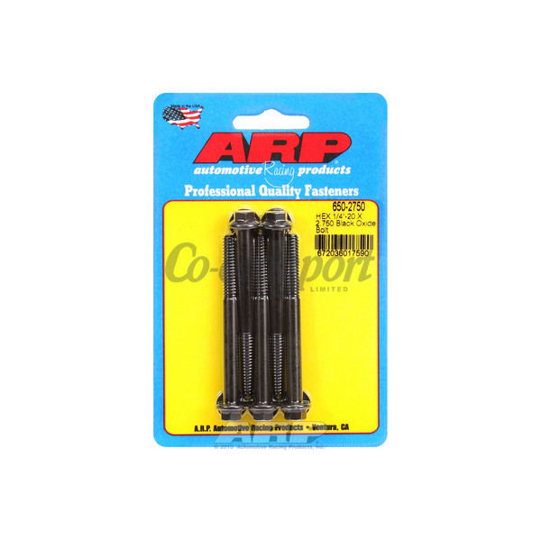 ARP 1/4-20 X 2.750 hex black oxide bolts image