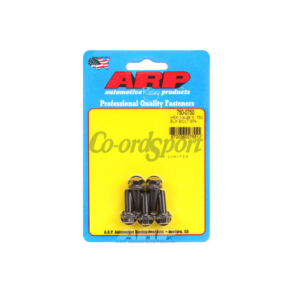 ARP 1/4-28 x .750 hex black oxide bolts image