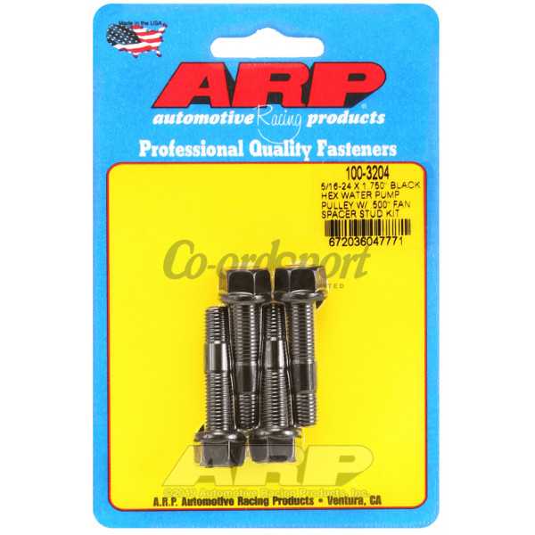ARP 5/16-24 X 1.750 black hex water pump pulley w/ .500 fan image