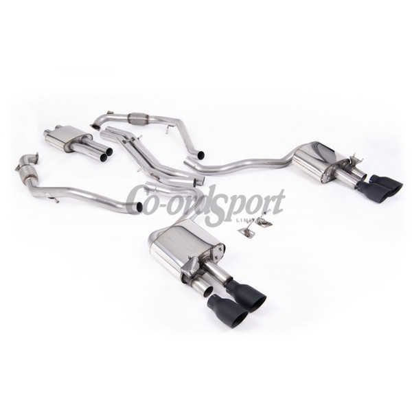 Milltek Exhaust - Cat Back Resonated with Quad GT-100 Cerakote Bl image