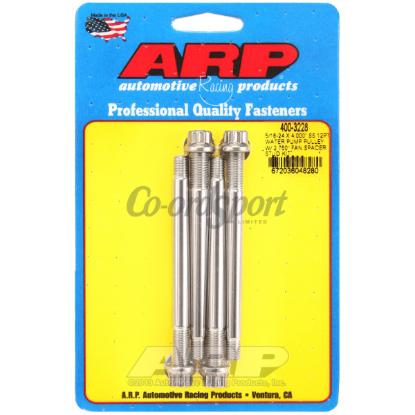 ARP 5/16-24 X 4.000 SS 12pt water pump pulley w/ 2.750 fan image