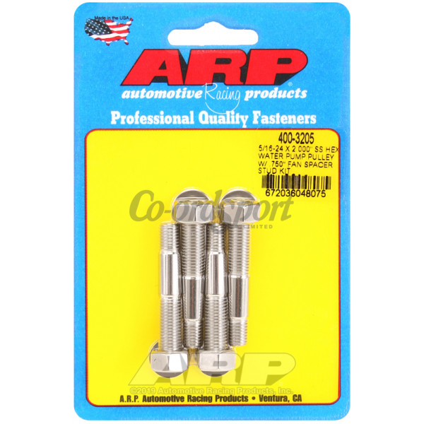 ARP 5/16-24 X 2.000 SS hex water pump pulley w/ .750 fan sp image