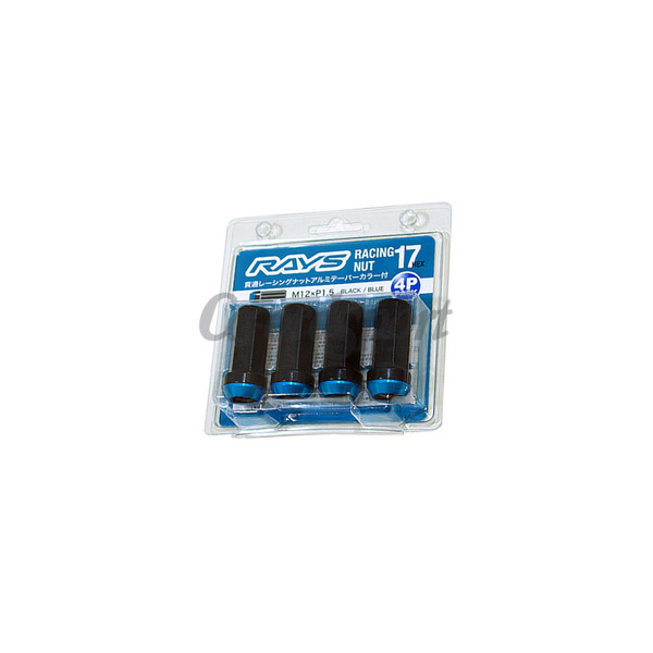 RAYS 17HEX RACING NUT L48 (2PC) 12X1.5 BL/BK (Blue/Black) image