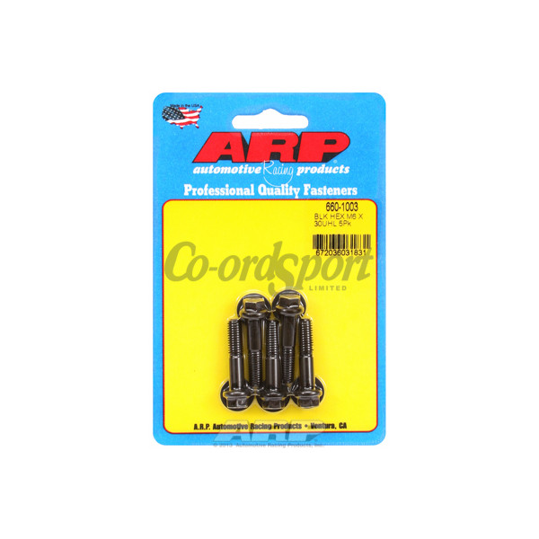 ARP M6 x 1.00 x 30 hex black oxide bolts image