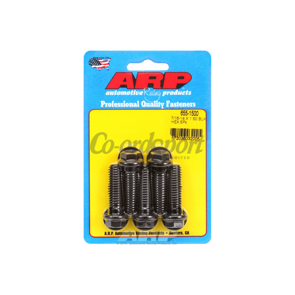 ARP 7/16-14 X 1.500 hex 1/2 wrenching black oxide bolts image