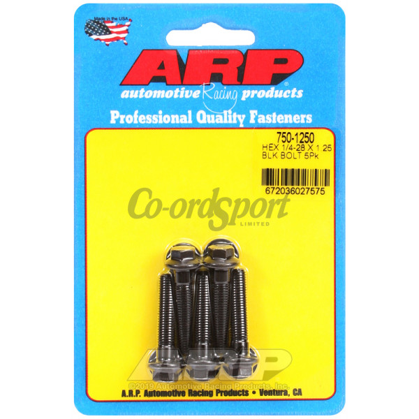 ARP 1/4-28 x 1.250 hex black oxide bolts image