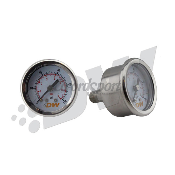 DW Mechanical fuel pressure gauge. 1/8 NPT.  0-100 psi. 1.5 image