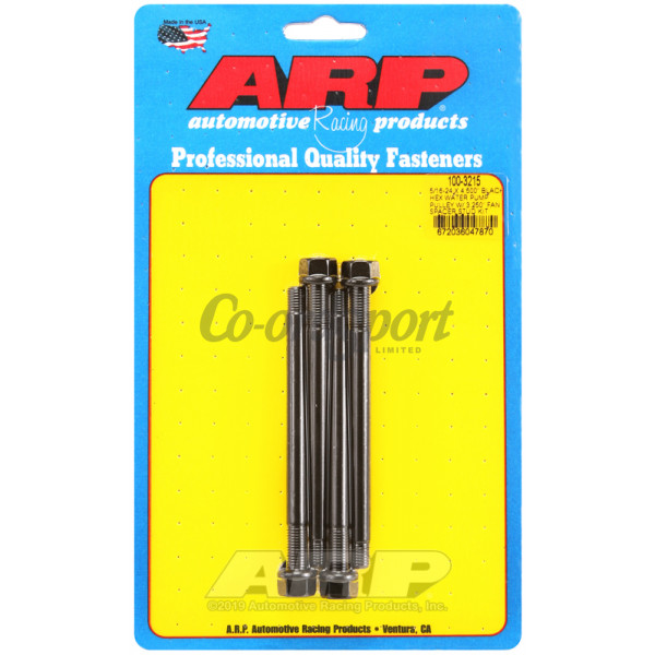 ARP 5/16-24 X 4.500 black hex water pump pulley w/ 3.250 fa image