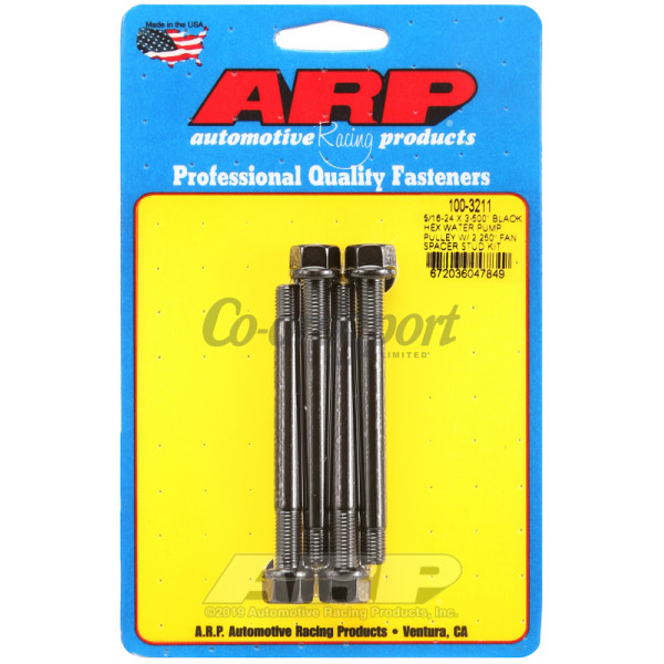 ARP 5/16-24 X 3.500 black hex water pump pulley w/ 2.250 fa image