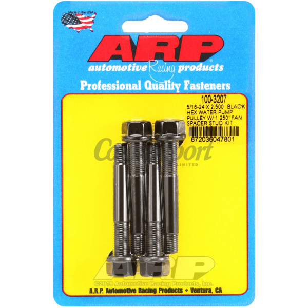 ARP 5/16-24 X 2.500 black hex water pump pulley w/ 1.250 fa image