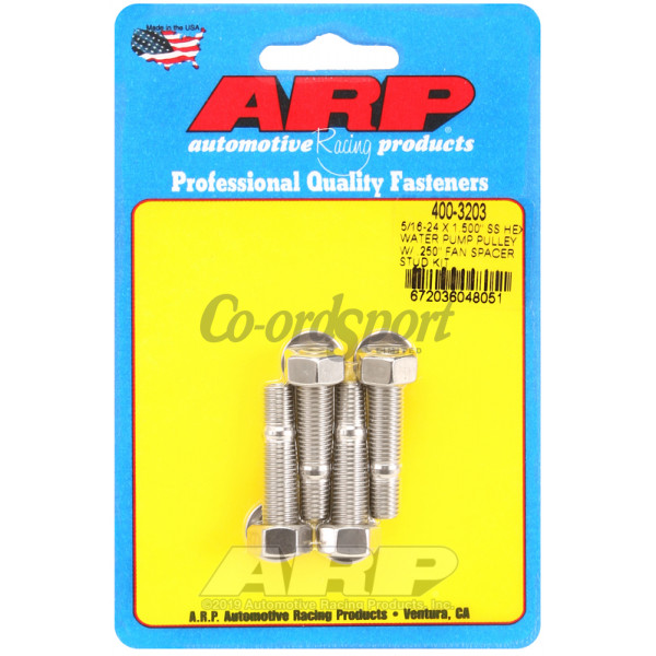 ARP 5/16-24 X 1.500 SS hex water pump pulley w/ .250 fan sp image