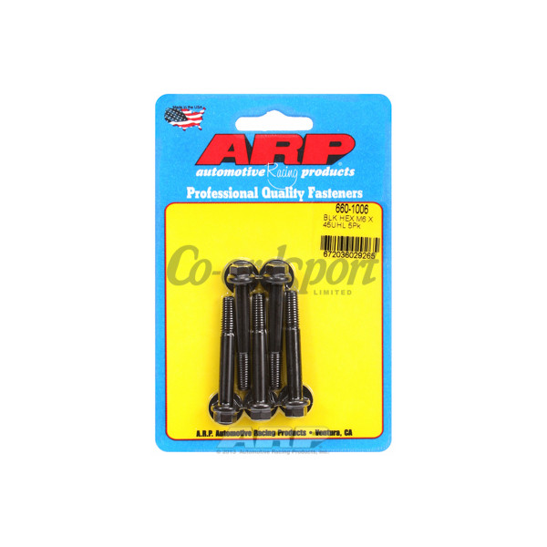 ARP M6 x 1.00 x 45 hex black oxide bolts image