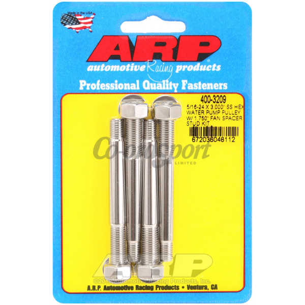 ARP 5/16-24 X 3.000 SS hex water pump pulley w/ 1.750 fan s image