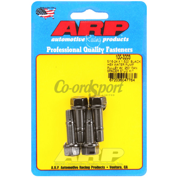 ARP 5/16-24 X 1.500 black hex water pump pulley w/ .250 fan image