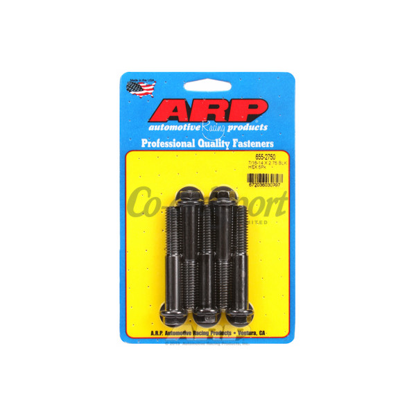 ARP 7/16-14 X 2.750 hex 1/2 wrenching black oxide bolts image