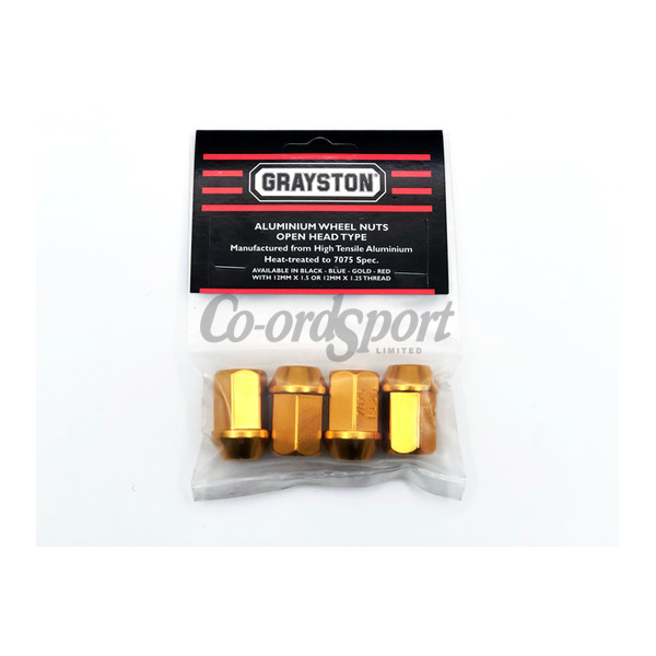 Grayston 12Mm 1.25 Gold Aluminium Nut-Open image