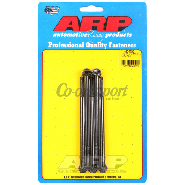 ARP 1/4-20 X 4.750 hex black oxide bolts image