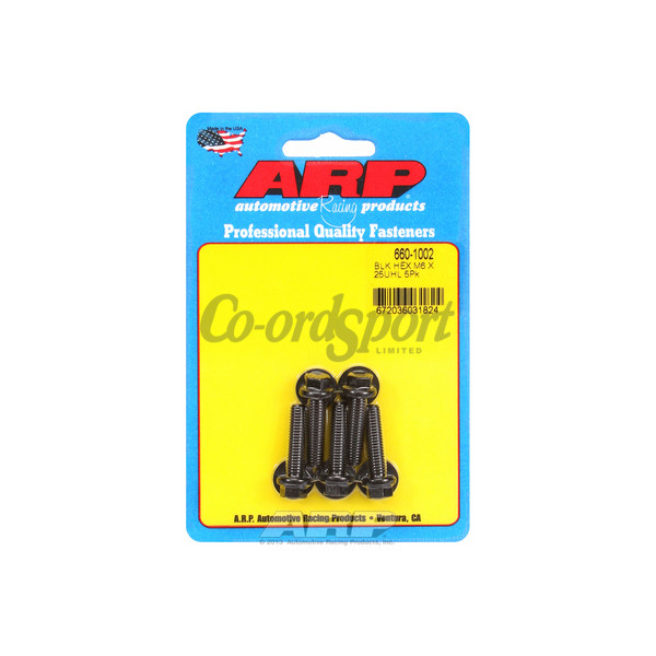 ARP M6 x 1.00 x 25 hex black oxide bolts image
