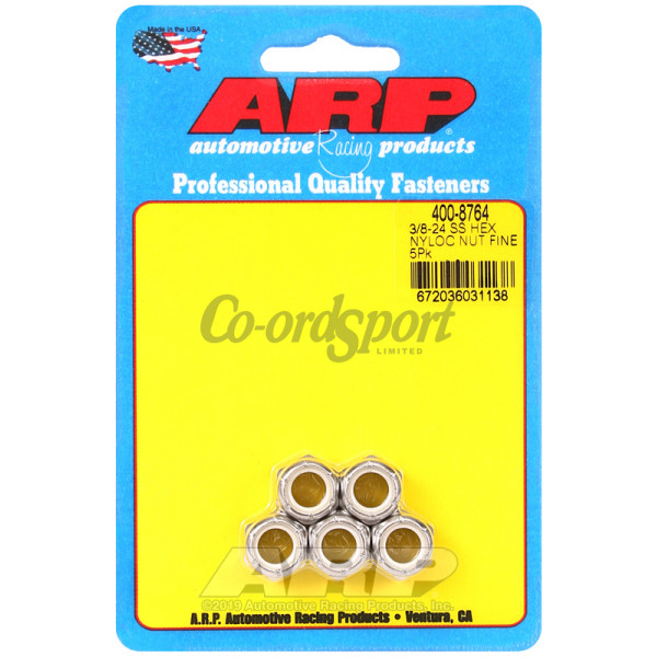 ARP 3/8-24 SS fine nyloc hex nut kit image