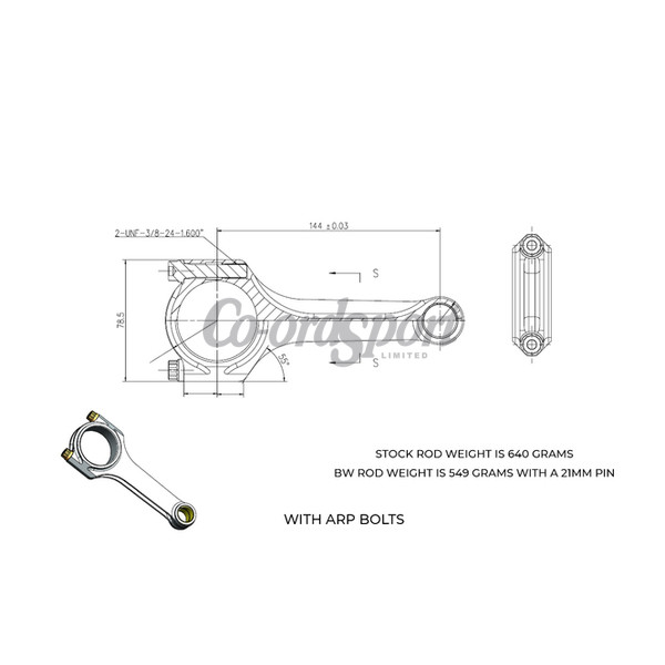 BW Billet 4340 rod EPR Series Renault Clio F4R 144mm image