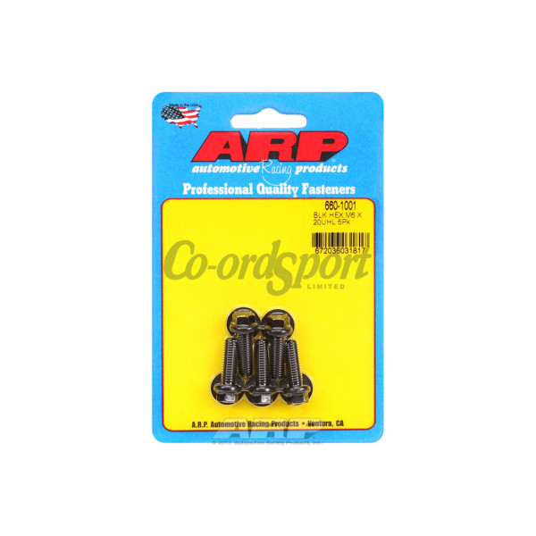 ARP M6 x 1.00 x 20 hex black oxide bolts image