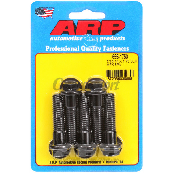 ARP 7/16-14 X 1.750 hex 1/2 wrenching black oxide bolts image