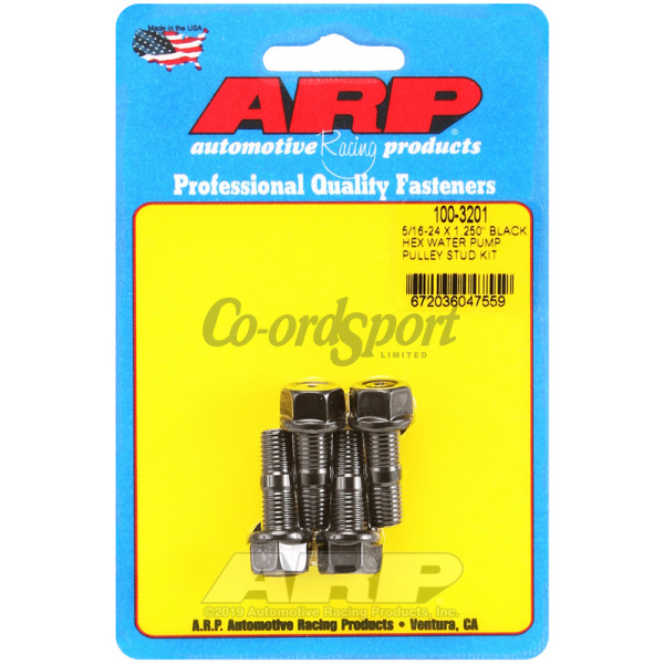 ARP 5/16-24 X 1.250 black hex water pump pulley stud kit image
