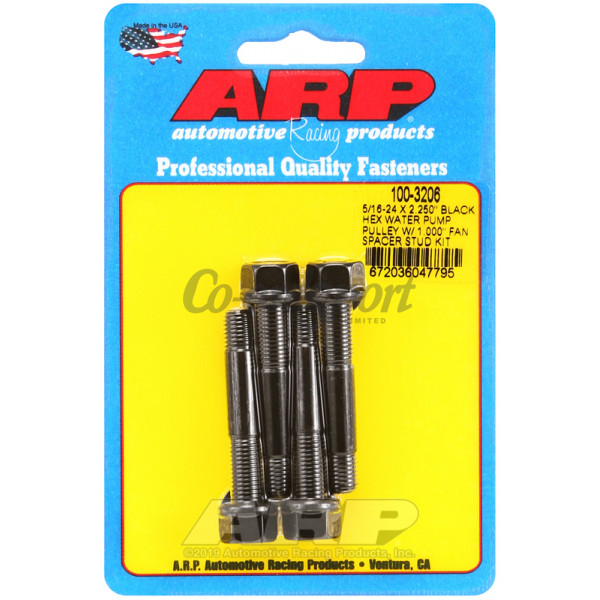 ARP 5/16-24 X 2.250 black hex water pump pulley w/ 1.000 fa image
